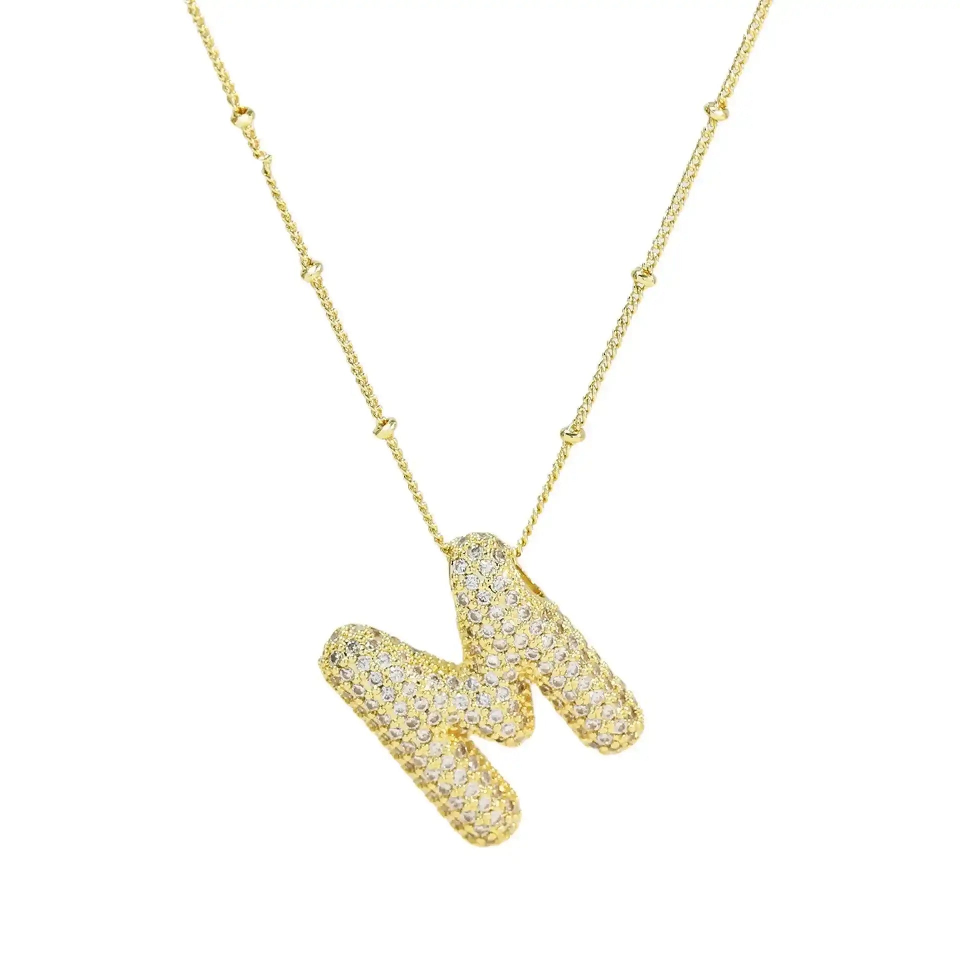 Bubble Balloon Letter Pendant Necklace - Whatever You Like Shop